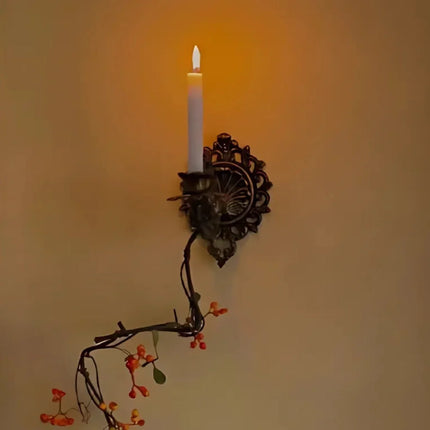 Vintage Cast Iron Candle Sconce with Intricate Scrollwork | Timeless Wall Accent for Taper Candles