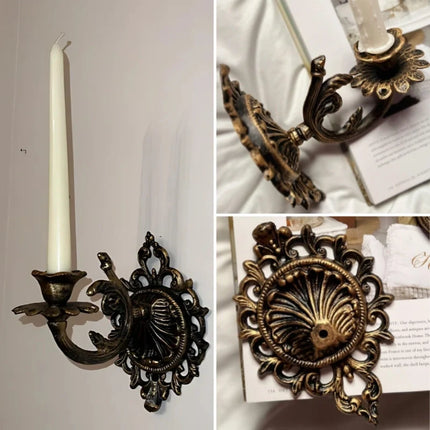 Vintage Cast Iron Candle Sconce with Intricate Scrollwork | Timeless Wall Accent for Taper Candles