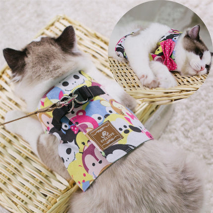 Rope Cat Harness with Metal Buckle & Butterfly Tie | Comfortable Chest Strap for Safe Walks