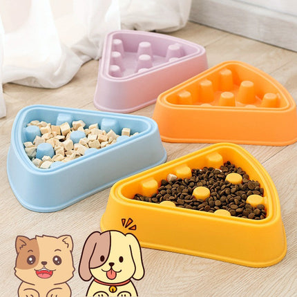 Slow-Feed Pet Bowl for Cats & Dogs in Cartoon Pizza Design | Fun Mealtime Solution to Promote Healthy Eating