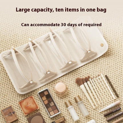 Foldable PU Cosmetic Bag with Spacious Compartment | Stylish Organizer for Easy Makeup Storage