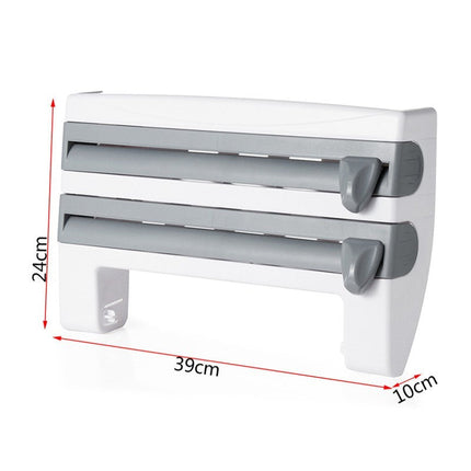 4-In-1 Kitchen Roll Holder and Dispenser for Foil, Film, Wrap & Towels | Wall-Mounted Organizer for Clutter-Free Kitchen