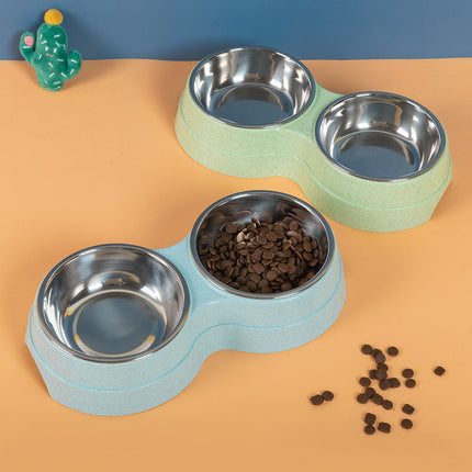 Double Pet Bowls with Stainless Steel Feeder | Dual Functionality for Convenient Feeding and Hydration