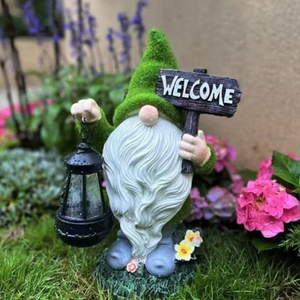 Solar-Powered Garden Gnome with Unique Character | Weatherproof Resin Decor for Magical Outdoor Ambiance