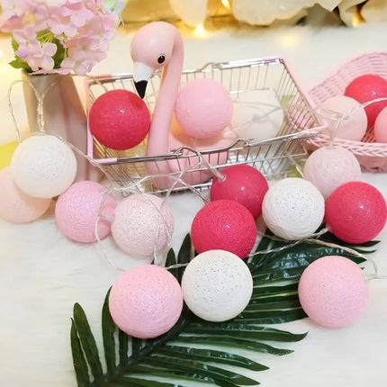 Cotton Ball Garland with LED Lights in Various Lengths | Versatile Decorative String for Cozy Atmosphere