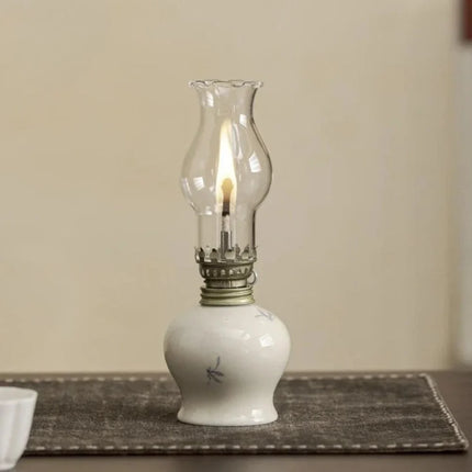 Ceramic Oil Lantern with Adjustable Flame Control | Handcrafted Décor for Cozy Ambiance