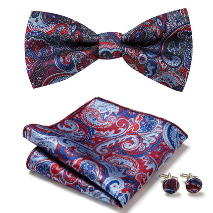 Bow Tie Set with Pocket Square and Cufflinks, Floral Bow Tie – image 25
