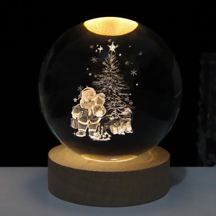 Luminous Crystal Ball with 3D Engraved Planets | Magical Night Light for Cozy Home Decor