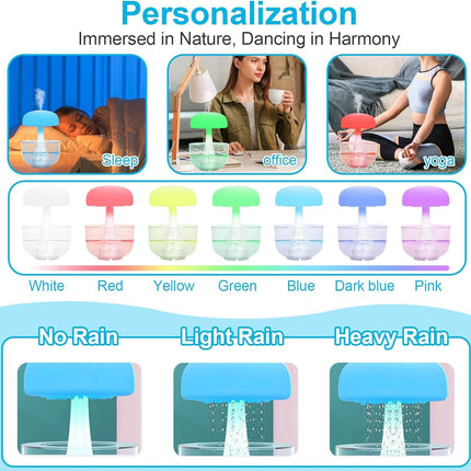 Jellyfish Raindrop Humidifier with 7-Color Ambient Light | Dual Function for Humidification and Mood Enhancement