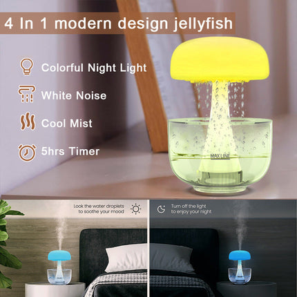 Jellyfish Raindrop Humidifier with 7-Color Ambient Light | Dual Function for Humidification and Mood Enhancement