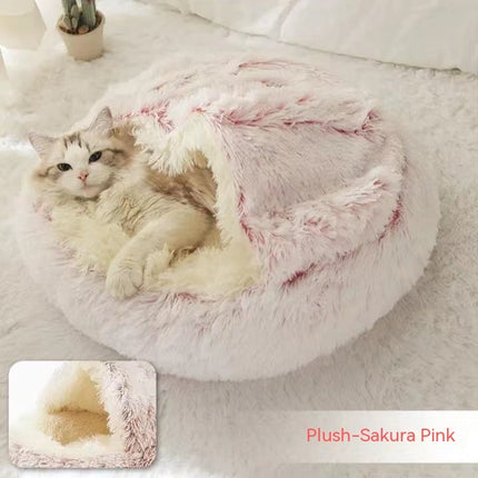Plush Round Pet Bed for Dogs and Cats with Cozy Crystal Velvet | 2-in-1 Design for Ultimate Warmth and Comfort