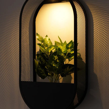 Solar Powered Wall Pot Light with Built-in Plant Holder | Waterproof Outdoor Lighting for Gardens and Patios