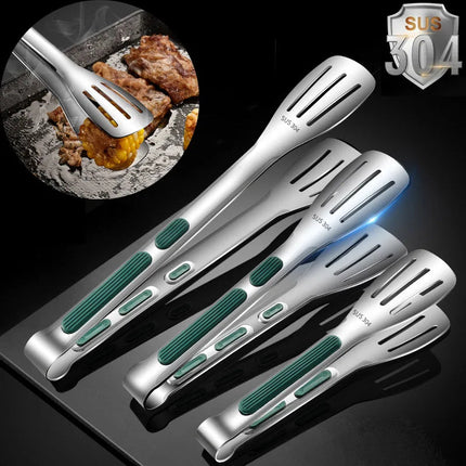 304 Stainless Steel Kitchen Tongs with Ergonomic Design | Durable and Versatile Grilling Tool for Cooking and Serving