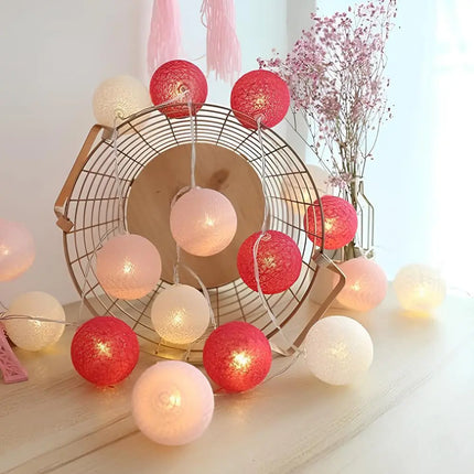 Cotton Ball Garland with LED Lights in Various Lengths | Versatile Decorative String for Cozy Atmosphere