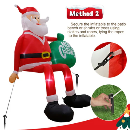 Christmas Inflatables 8 ft Climbing Santa, LED Blow Up Christmas Decorations for Yard – image 5