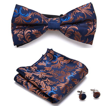 Bow Tie Set with Pocket Square and Cufflinks, Printed Polyester Neckwear and Suit Accessories – image 26
