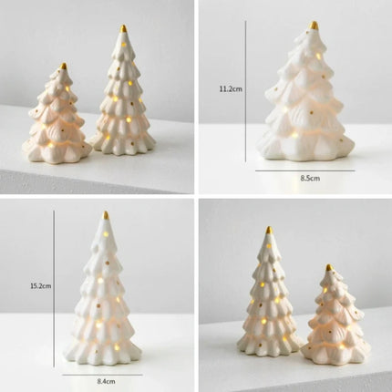 Ceramic Winter Village Decor Set with Ambient Glow | Handcrafted Holiday Centerpiece for Cozy Seasonal Atmosphere
