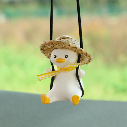 Cute Duck Hanging Ornament for Car Rearview Mirror | High-Quality Resin Pendant for Stress Relief and Decoration