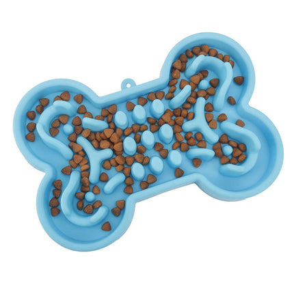 Slow Feeder Pet Bowl with Bone Puzzle Design | Silicone Dish for Healthy Eating Habits