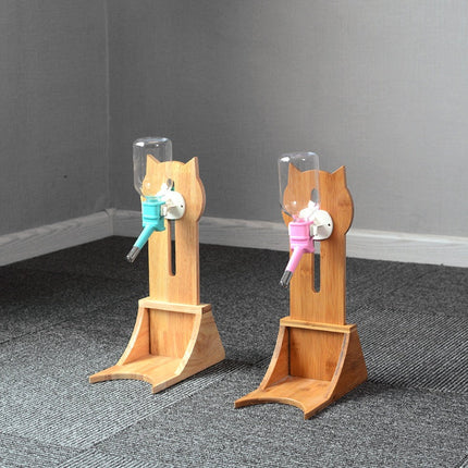 Cat Drinking Water Dispenser with Bamboo and Oak Holder | 300ml Capacity for Hydration and Health