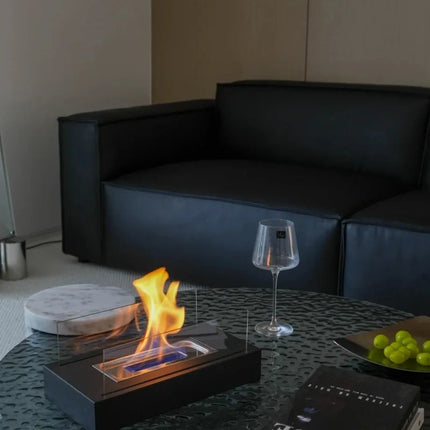 Tabletop Fireplace with Tempered Glass Panels | Elegant Indoor & Outdoor Ambiance for Cozy Gatherings