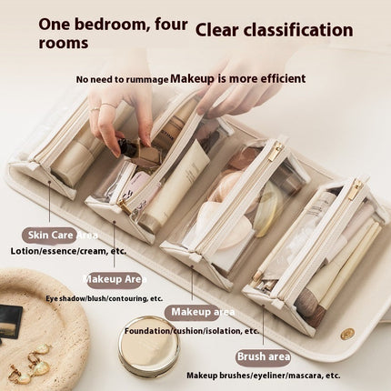 Foldable PU Cosmetic Bag with Spacious Compartment | Stylish Organizer for Easy Makeup Storage