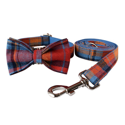 Blue Velvet Dog Collar with Alloy Buckle | Stylish Cotton Leash Set for Comfortable Daily Wear