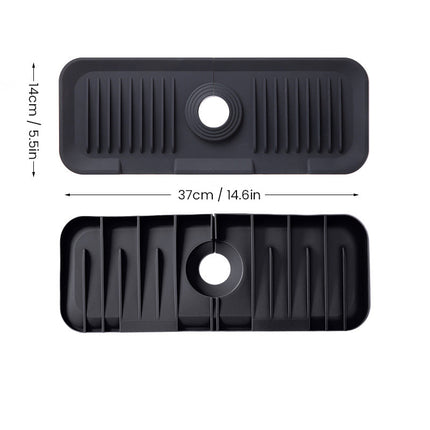 Silicone Sink Mat for Faucet, Faucet Drain Mat with Soap Shelf, Sink Splash Guard for Kitchen Countertop
