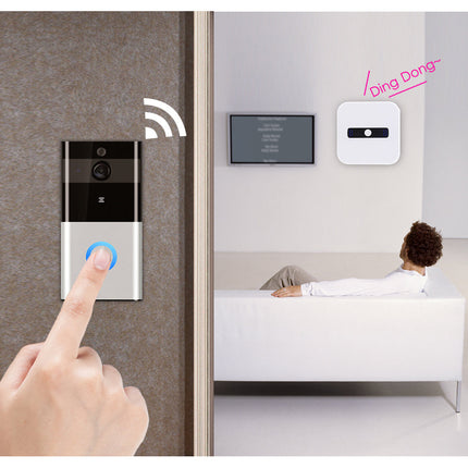 720P WIFI Visual Doorbell with PIR Motion Detection | Two-Way Intercom & Mobile Alerts for Home Security