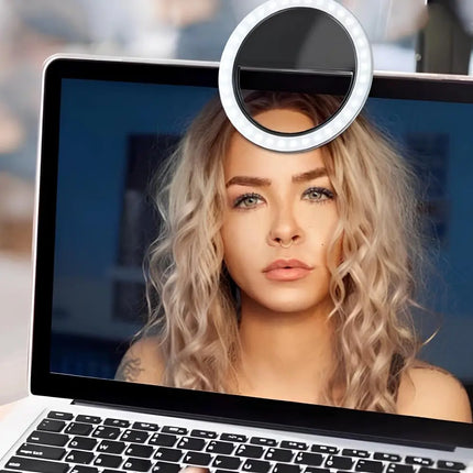 Clip-On Selfie Ring Light with Adjustable Brightness | Portable Lighting for Perfect Photos and Videos