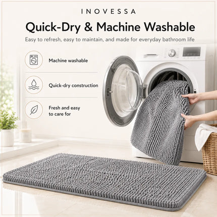 Non Slip Bath Mat, Absorbent Chenille Bath Mats for Bathroom – image 7