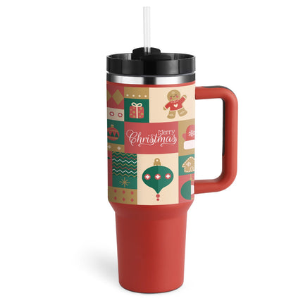 40 Oz Insulated Tumbler with Handle & Straw | Double-Wall Vacuum Insulation for Hot or Cold Beverages