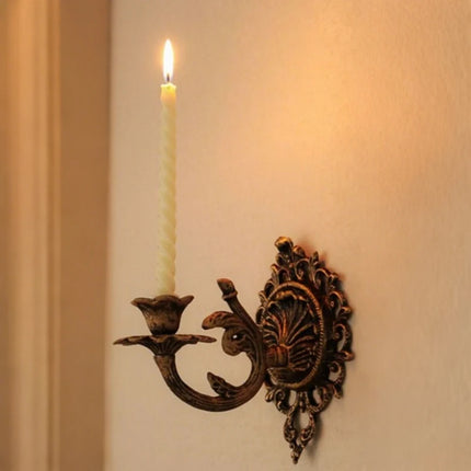 Vintage Cast Iron Candle Sconce with Intricate Scrollwork | Timeless Wall Accent for Taper Candles