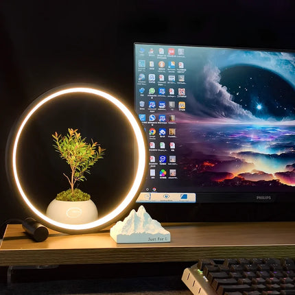 Dimmable LED Nightstand Lamp with Halo Ring Design | Minimalist Home Decor for Cozy Lighting