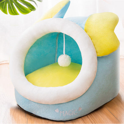 Semi-Closed Pet Bed with Washable Cushion | Cozy Sleeping Space for Dogs and Cats