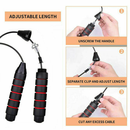 Tangle-Free Jump Rope with Steel Wire & Swivel Bearings | Adjustable Length for Smooth Full-Body Workouts