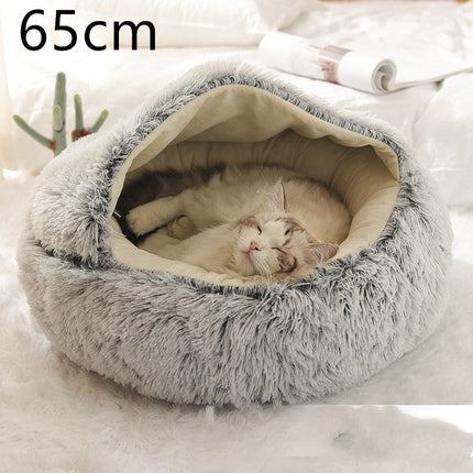 Plush Round Pet Bed for Dogs and Cats with Cozy Crystal Velvet | 2-in-1 Design for Ultimate Warmth and Comfort