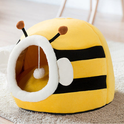 Semi-Closed Pet Bed with Washable Cushion | Cozy Sleeping Space for Dogs and Cats