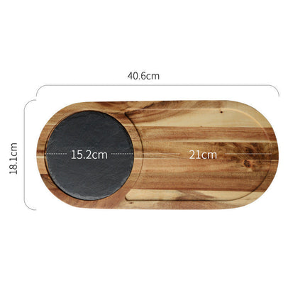 Black Acacia Wood Pizza Plate with Elegant Design | Versatile Serving Solution for Pizza and Steak