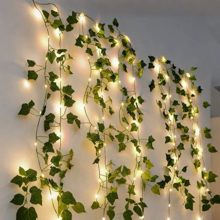 Botanical Garland Light with Warm White Glow | Nature-Inspired Decor for Elegant Home Ambiance