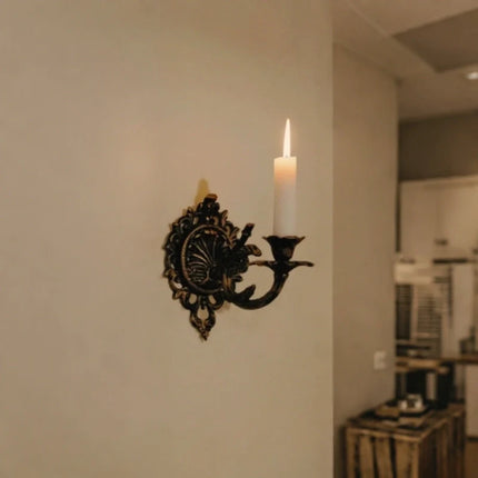 Vintage Cast Iron Candle Sconce with Intricate Scrollwork | Timeless Wall Accent for Taper Candles