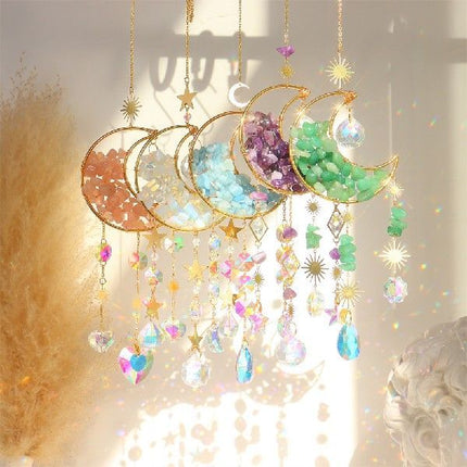 Moon Crystal Pendant Car Accessory with Elegant Design | Reflective K9 Crystal for Aesthetic Vehicle Enhancement