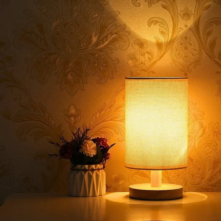 Dimmable Organic Glow Lamp with Remote Control | Natural Wood and Cloth Design for Adjustable Lighting