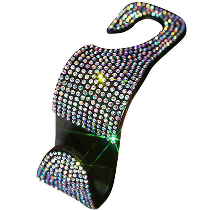 Car Seat Headrest Hook Accessory with Gem Adornments | Elegant Storage Solution for Handbags and Umbrellas