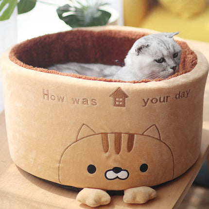 Cozy Round Plush Pet Nest for Cats & Small Dogs | Soft Imitation Deer Hair for Ultimate Comfort