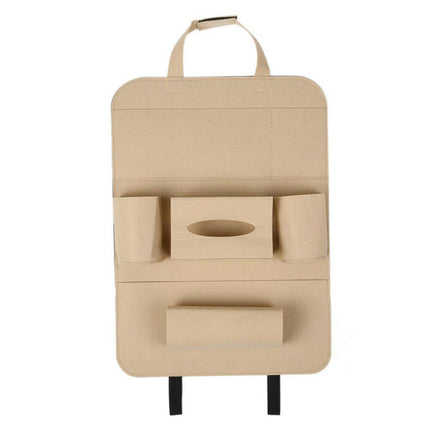 Multi-Pocket Wool Felt Car Backseat Organizer with Adjustable Straps | Durable Storage Solution for Clutter-Free Travel