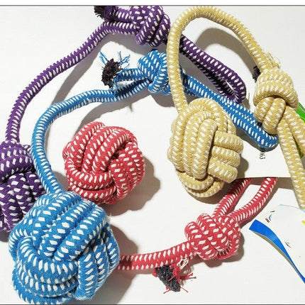Hand-Knitted Cotton Rope Dog Leash Toy with Durable Knots | Interactive Fun for Dogs of All Sizes