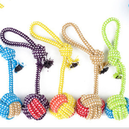 Hand-Knitted Cotton Rope Dog Leash Toy with Durable Knots | Interactive Fun for Dogs of All Sizes