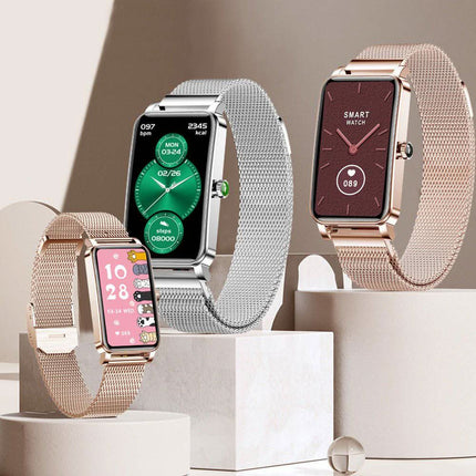 Smart Watch for Women with Steel Band, Waterproof Fitness Watch