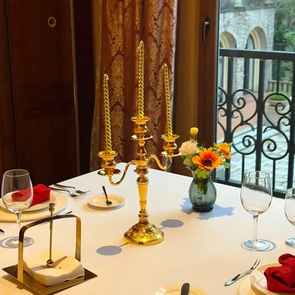 Gilded Candelabra with Adjustable Arms | Elegant Alloy Design for Tailored Candlelight Ambiance
